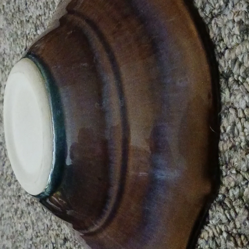 Vintage Bill Campbell glazed scalloped triple petal lotus pottery bowl - Picture 8 of 8